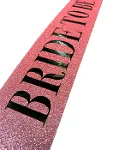 Pembe Üzeri Siyah Büyük Bride To Be Yazılı Simli Işıltılı Kuşak Kemer 10 cm Genişlik (4745)-3