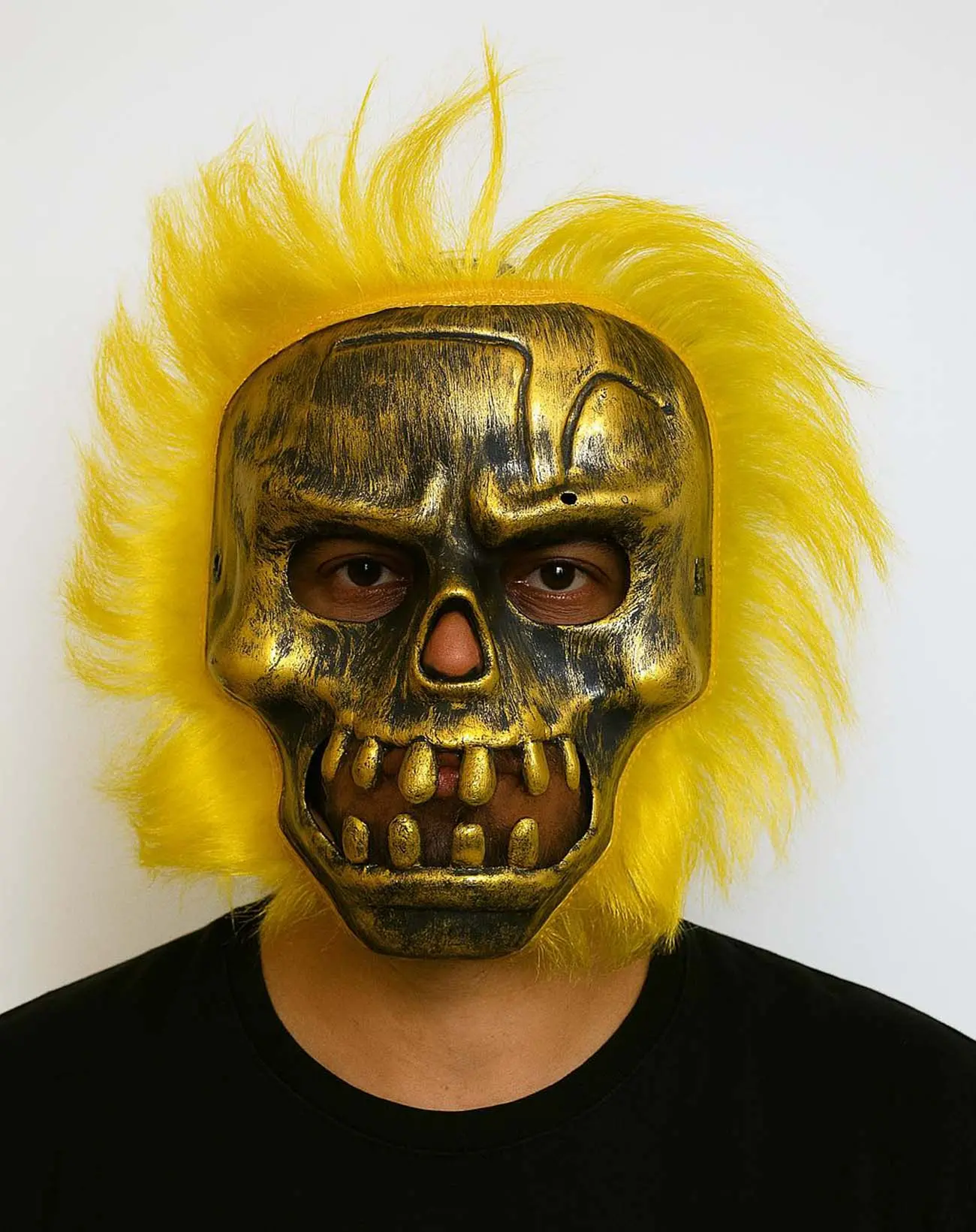 Wild Skull - Bakır Kafatası Sarı Saçlı İskelet Maske (4745)