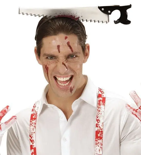 Kafaya Saplanmış Halloween Kanlı Testere Şaka Tacı (4745)