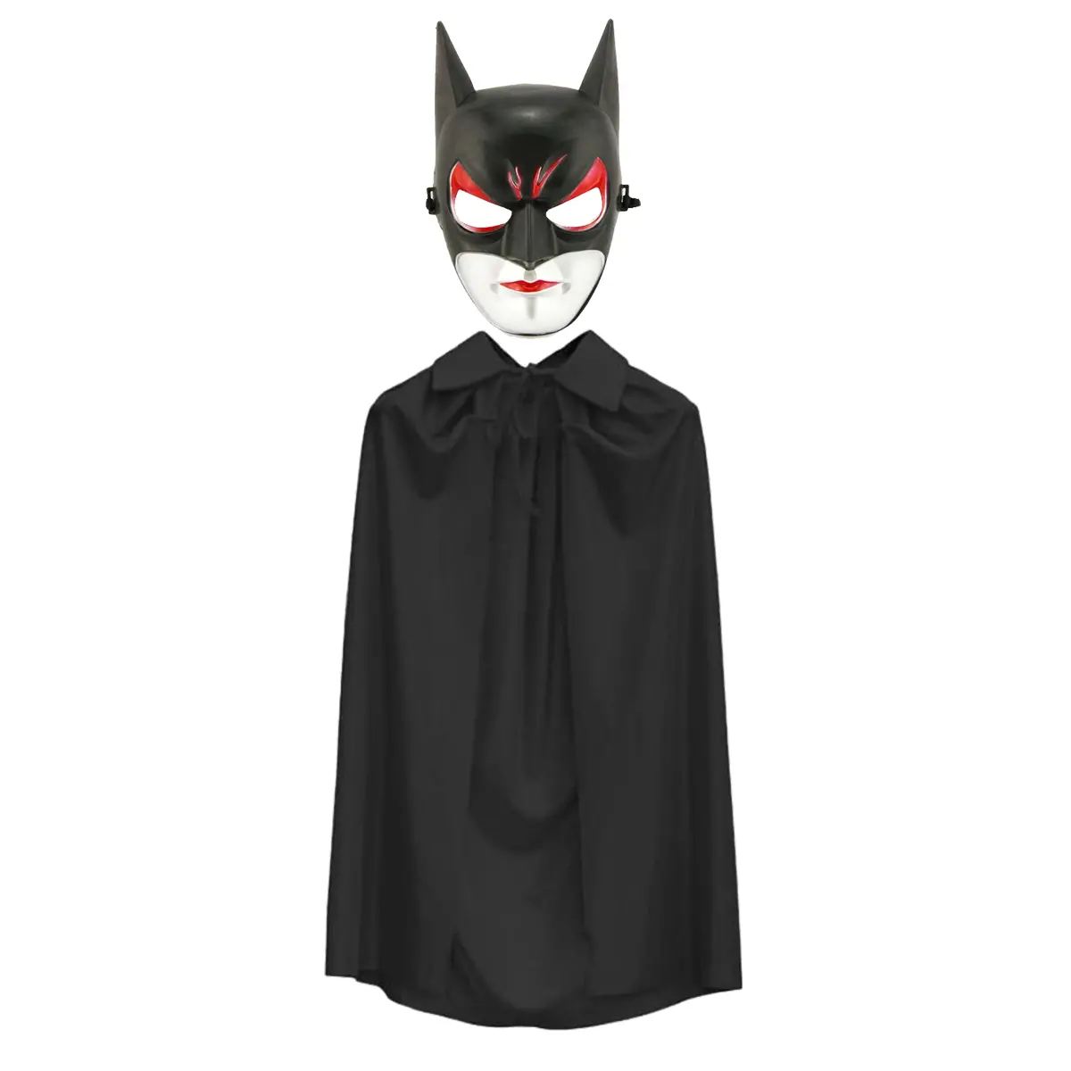 Batman Maskesi Cat Woman ve Batman Pelerini 90 cm Siyah Renk Set (4745)