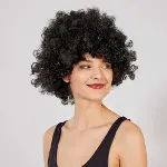 Siyah Renk Kıvırcık Afro Bonus Peruk (4745)-2