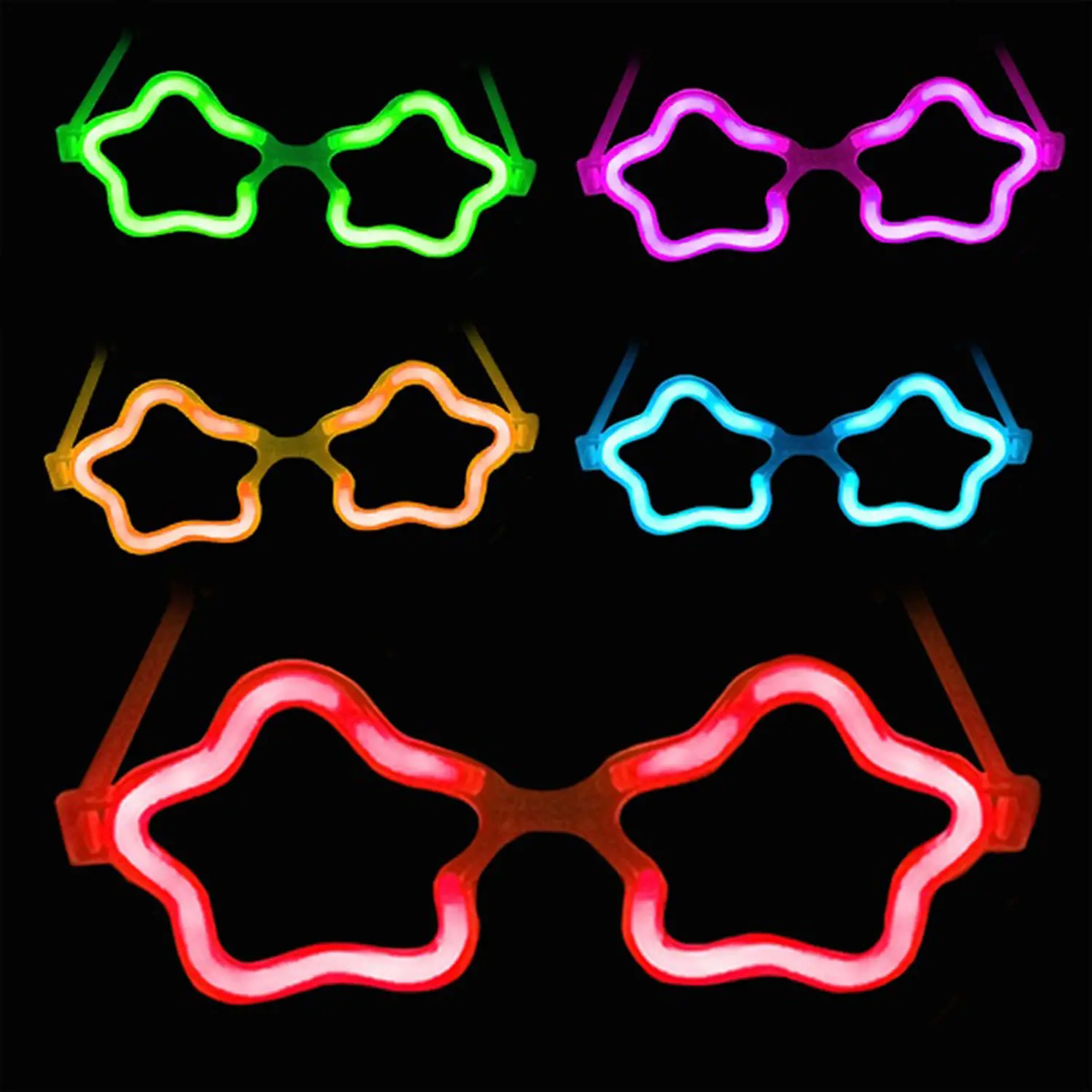 Yıldız Glow Gözlük - Yıldız Şekilli Glow Stick Gözlüğü - Glow Partisi Gözlük 12 Adet (4745)