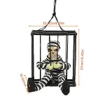 Hareketli Sesli Sensörlü Mahkum Görünümlü Kuru Kafa İskelet Dekorasyon 22x27 cm (4745)-5