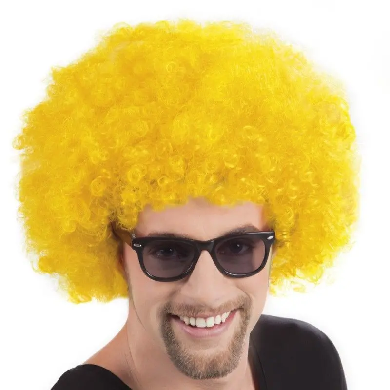 Sarı Renk Kıvırcık Afro Bonus Peruk (4745)