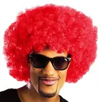 Kırmızı Renk Kıvırcık Afro Bonus Peruk (4745)-1