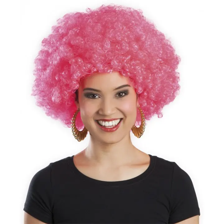 Pembe Renk Kıvırcık Afro Bonus Peruk (4745)