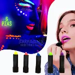 Karanlıkta Parlayan Yanan UV Neon Ruj Yüz Boyama 6 Adet 6 Renk (4745)-3
