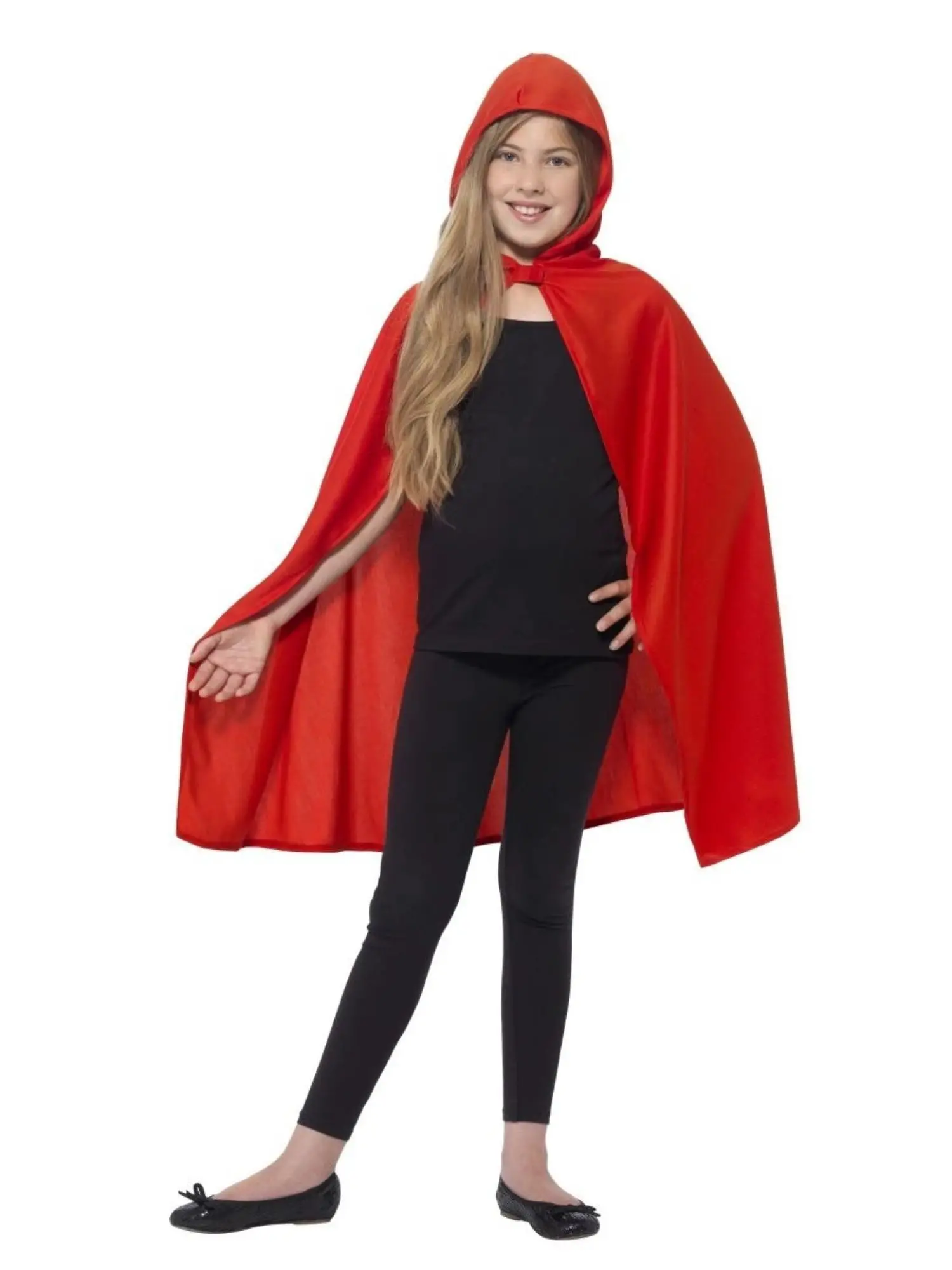 Kırmızı Renk Kapşonlu Kumaş Pelerin 90 cm (4745)