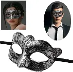 Maskeli Balo Antik Gri Gümüş Eskitilmiş Maske Balo Venedik (4745)-1