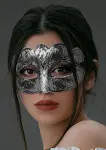Maskeli Balo Antik Gri Gümüş Eskitilmiş Maske Balo Venedik (4745)-4
