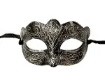 Maskeli Balo Antik Gri Gümüş Eskitilmiş Maske Balo Venedik (4745)-5