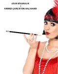 1920&amp;apos;ler 1990&amp;apos;lar Gatsby Kadın Aksesuar Seti – Kırmızı Charleston Saç Bandı ve Sigaralık (4745)-1