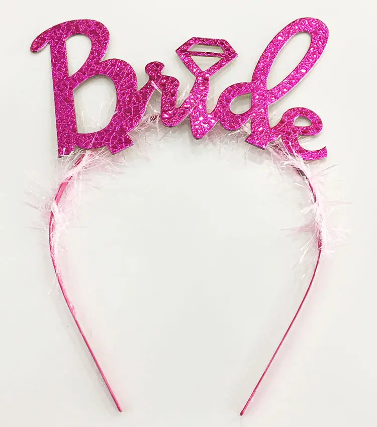 Fuşya Renk Bekarlığa Veda İtalik Yazı Alyanslı Bride Taç (4745)