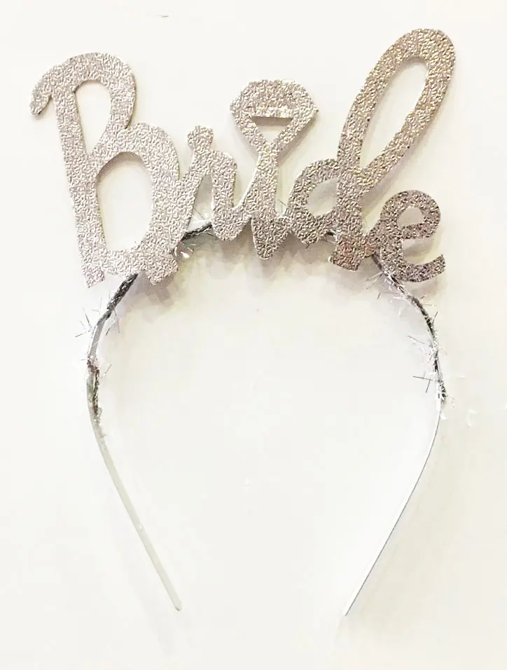 Gümüş Renk Bekarlığa Veda İtalik Yazı Alyanslı Bride Taç (4745)