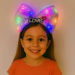 LED Işıklı Love Yazılı Mor Fiyonk Taç – Kız Çocuk Parti Tacı (4745)-1