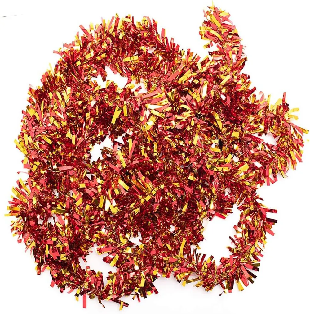 Kırmızı Altın Renk 4 cm Genişlik Garland Çift Renk Sim Süs 180 cm (4745)
