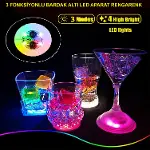 Renkli LED Işıklı Bardak Altlığı - Dekoratif (12 Adet, Pilli) (4745)-2