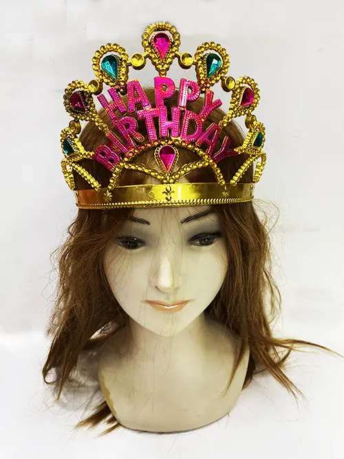 Altın Renk Happy Birthday Yazılı Doğum Günü Tacı 60 cm (4745)