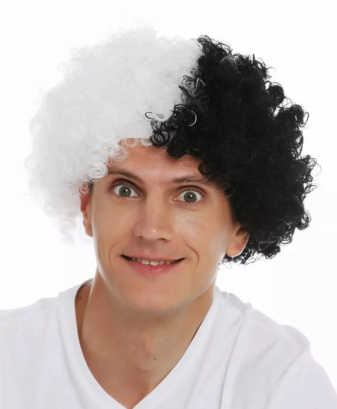 Siyah Beyaz Kıvırcık Afro Bonus Peruk Taraftar Bonus Saç (4745)