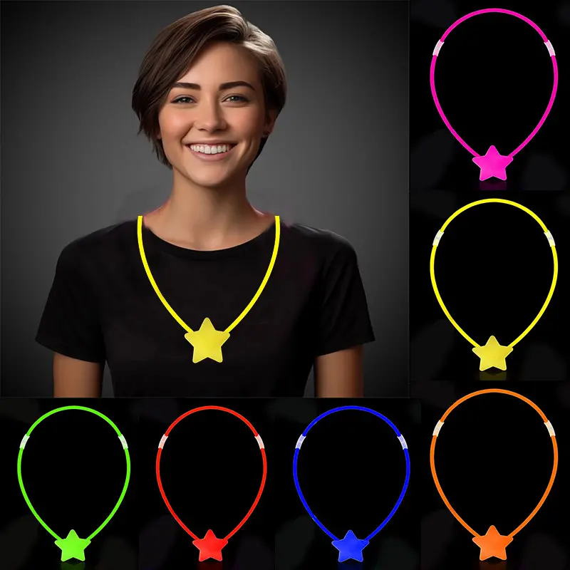 Glow Stick Yıldız Kolye - Glow Kolye - Glow Stick Partisi Yıldız Kolye 6 Adet (4745)