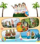 Tropikal Esintili Hawaii Yapraklı Parti Eteği Yetişkin Boy (4745)-3