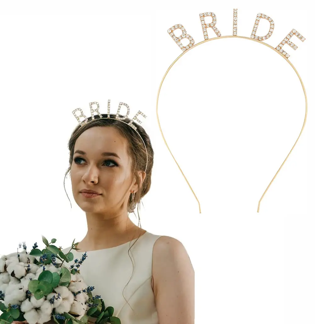Altın Gold Renk Bekarlığa Veda Kristal Taş Bride Tacı İthal 16x10 cm (4745)