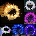 Led Işıklı Rengarenk Yanan 3 Fonksiyonlu Otrişli Parti Tacı Pembe Renk 12x12 cm (4745)-4