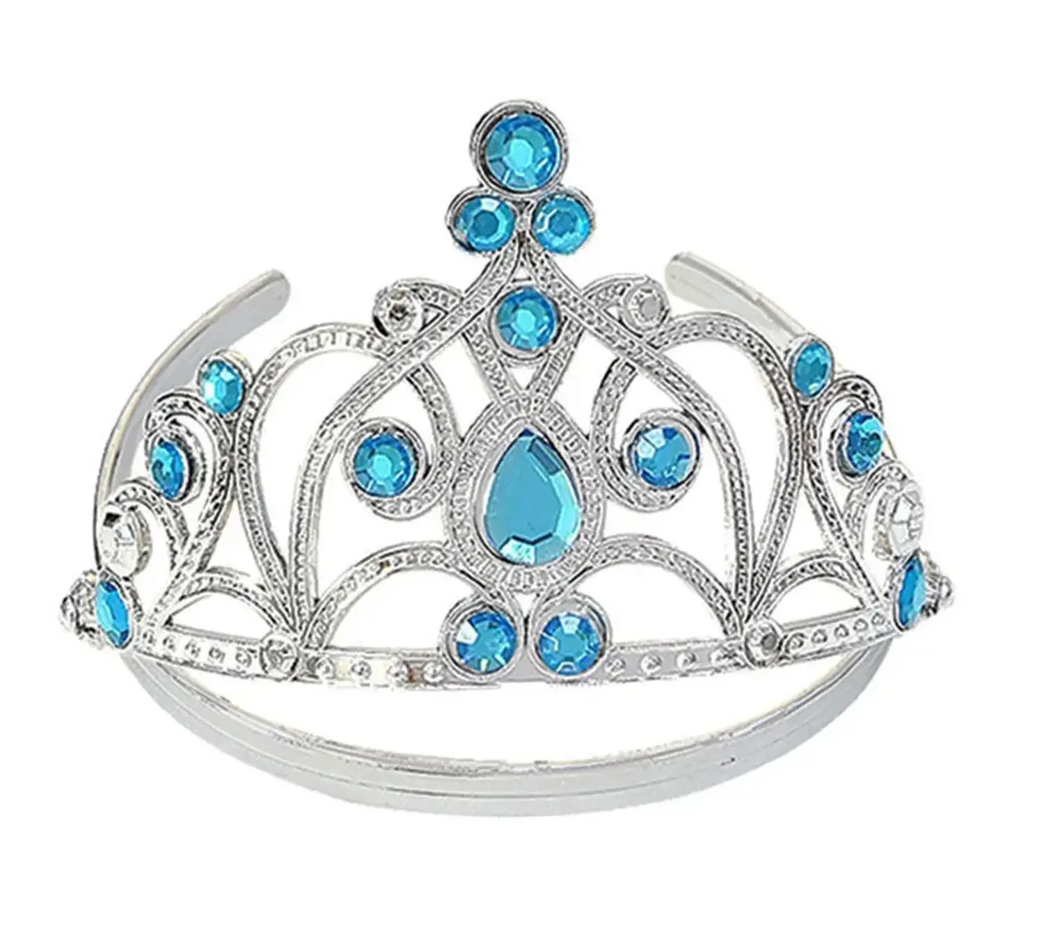 Mavi Taşlı Elsa Çocuk Tacı Prenses Tacı Kraliçe Tacı 16x14 cm (4745)