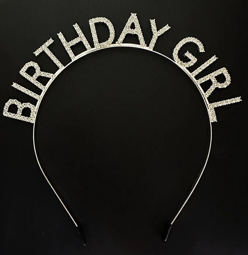Gümüş Kristal Taşlı Birthday Girl Doğum Günü Tacı İthal Ürün A Kalite 17x16 cm (4745)