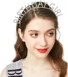 Gümüş Kristal Taşlı Birthday Girl Doğum Günü Tacı İthal Ürün A Kalite 17x16 cm (4745)-2