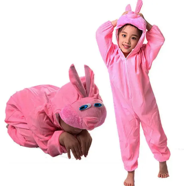 Çocuk Tavşan Kostümü Pembe Renk 4-5 Yaş 100 cm (4745)