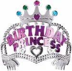 Gümüş Renk Taç Üzeri Pembe Birthday Prenses Yazılı Çocuk Parti Tacı 11X12 cm (4745)-2