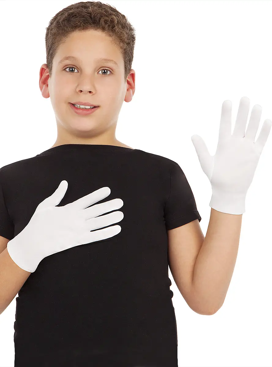Beyaz Renk Çocuk Boy Likralı Pandomim Eldiveni (4745)