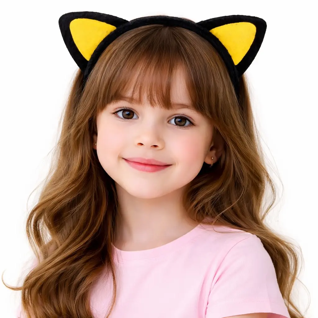 Peluş Kedi Kulak Taç Sarı Siyah – Çocuk Parti &amp;amp;amp; Kostüm Tacı (4745)