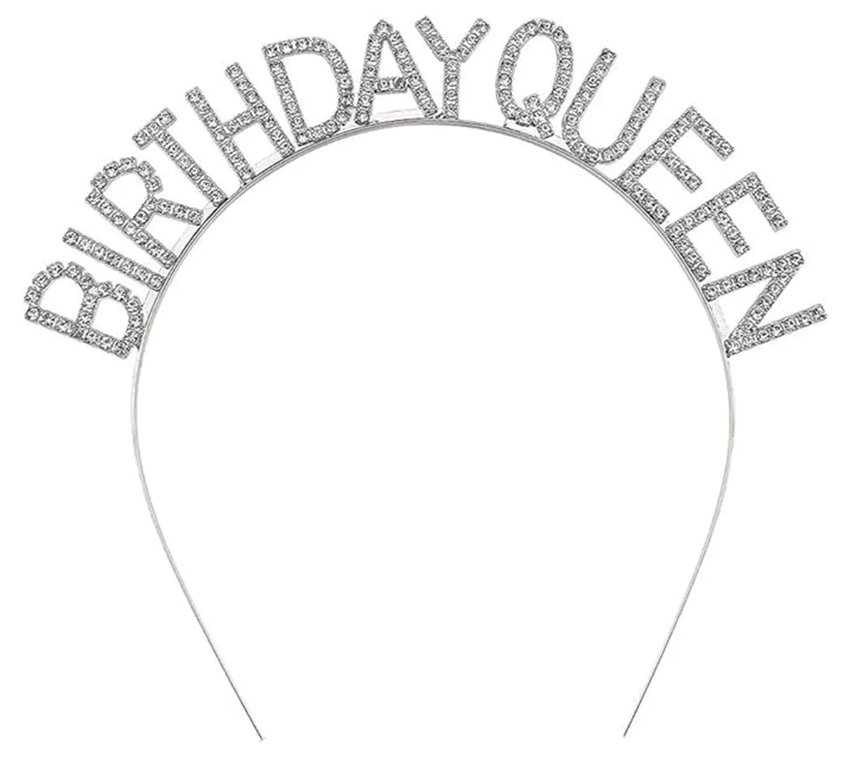 Gümüş Renk Kristal Taşlı Parlak Birthday Queen Yazılı Kraliçe Taç 16x17 cm (4745)