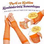 80’ler 90’lar Retro Turuncu File Parmaksız Eldiven 26 cm (4745)-2