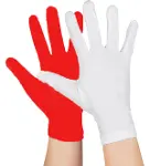 Gösteriler İçin 1 Çift Kırmızı Beyaz Pandomim Eldiveni Çocuk Boy (4745)-3