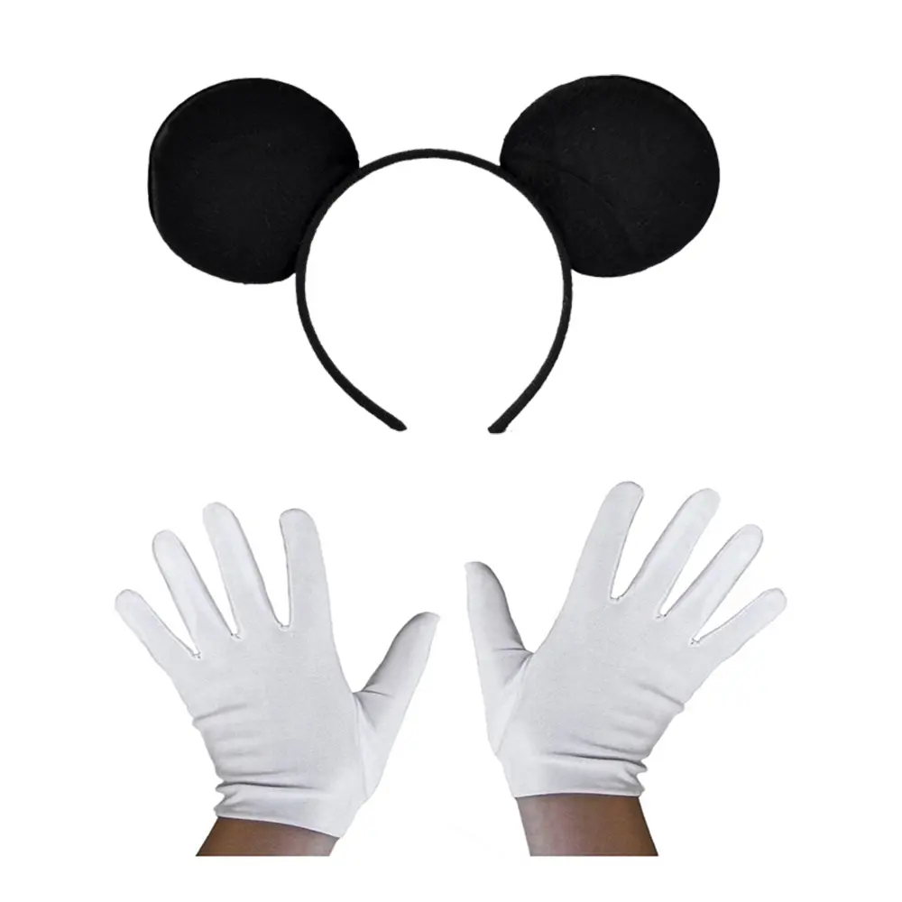 Siyah Mickey Mouse Tacı ve Beyaz Eldiven Seti (4745)