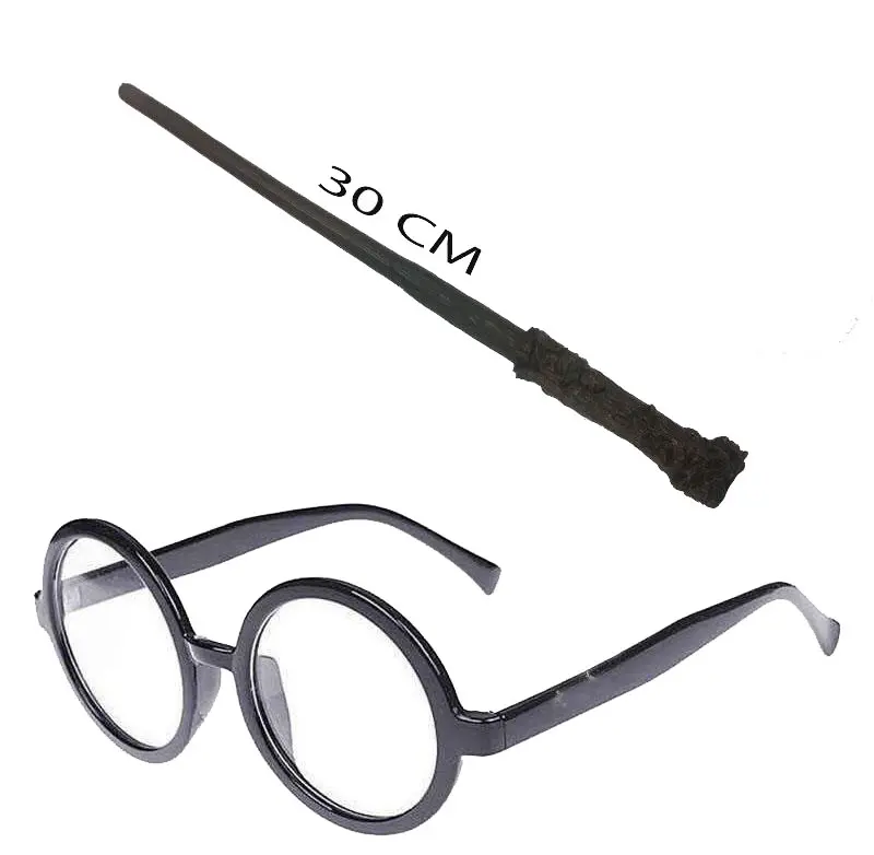 Harry Potter Asası 30 cm ve Siyah Çerçeveli Harry Potter Gözlüğü Seti (4745)