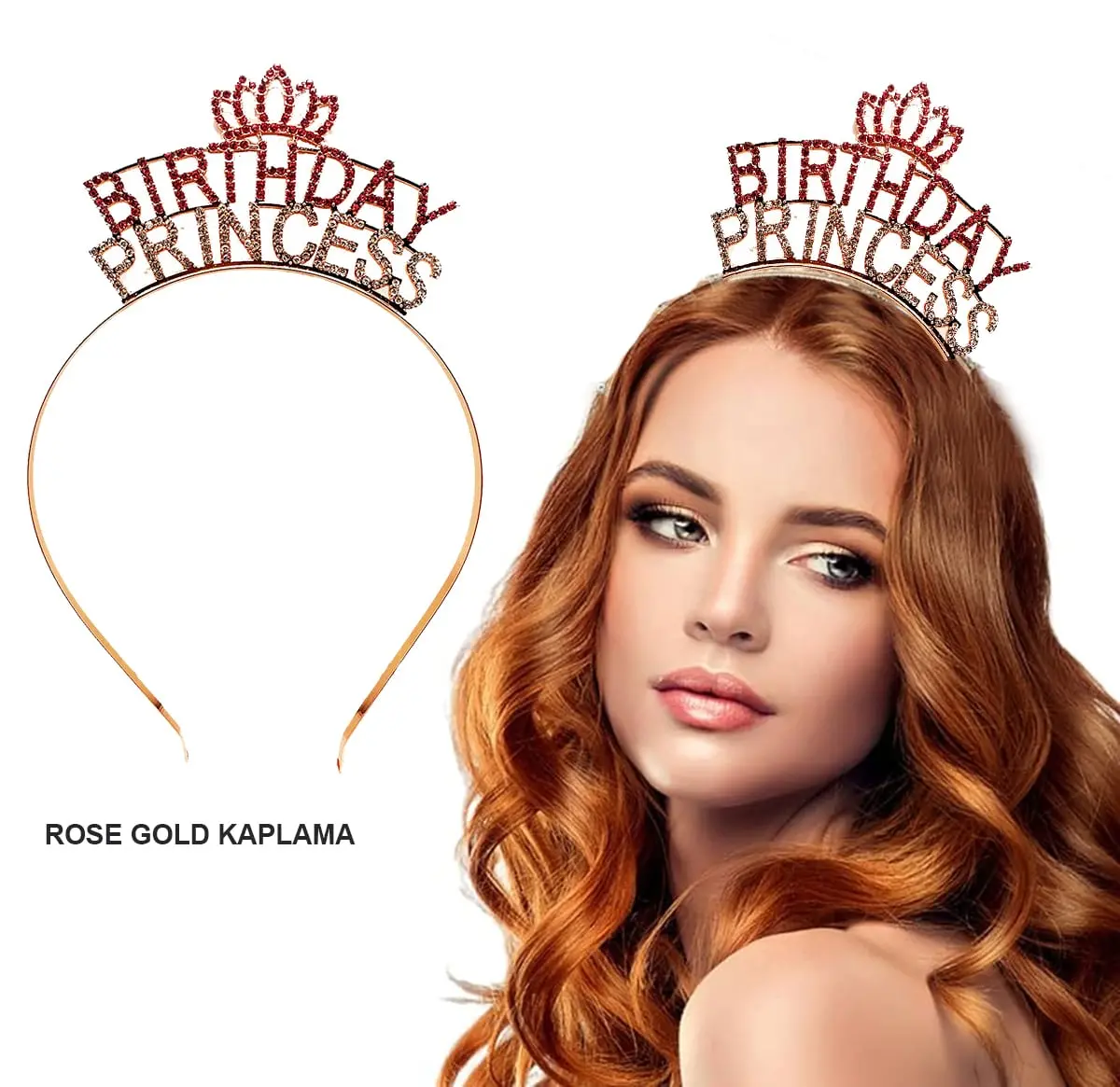 Birthday Princess Kristal Taç – Rose Gold Kaplama (4745)