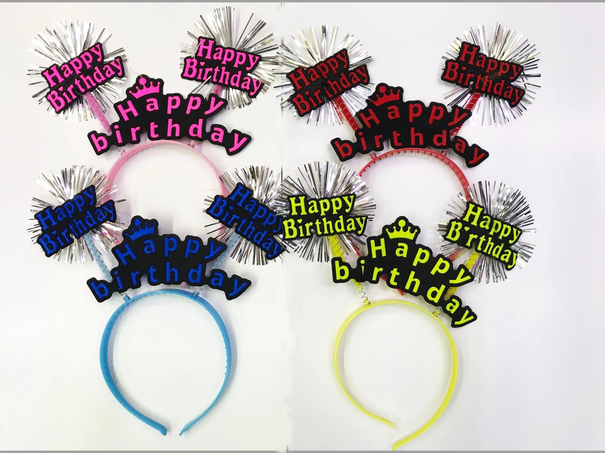 Happy Birthday Neon Renk Doğum Günü Tacı 12 Adet (4745)