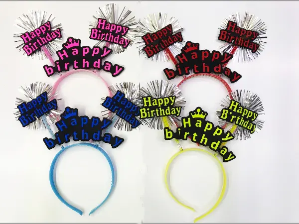 Happy Birthday Neon Renk Doğum Günü Tacı 12 Adet (4745)