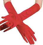Kırmızı Renk Dirseğe Kadar Uzun Kumaş Eldiven 40 cm (4745)-2