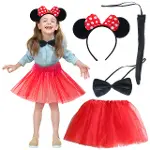 Minnie Mouse Kostüm Seti Etek Taç Kuyruk Papyon Gösteri Seti (4745)-1
