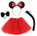 Minnie Mouse Kostüm Seti Etek Taç Kuyruk Papyon Gösteri Seti (4745)-2