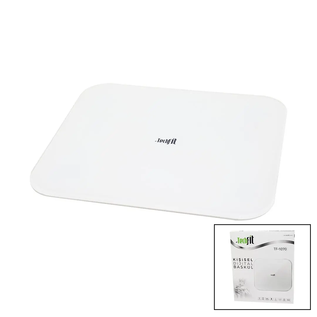 GİZLİ EKRAN -SOFT BEYAZ CAM ZEMİN  DİJİTAL BASKÜL TERAZİ 180KG SENSÖR -LED EKRAN -ODA℃ TF-1070 (4745)