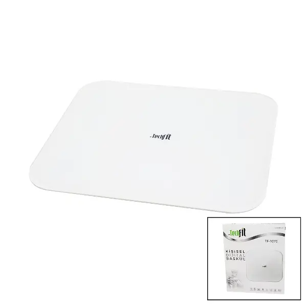 GİZLİ EKRAN -SOFT BEYAZ CAM ZEMİN  DİJİTAL BASKÜL TERAZİ 180KG SENSÖR -LED EKRAN -ODA℃ TF-1070 (4745)