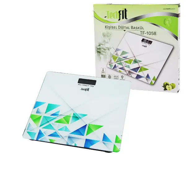 DESENLİ CAM TEMPERLİ DİJİTAL BASKÜL TERAZİ 180KG/100GRLCD EKRAN - SENSÖR (4745)