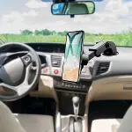 360 Derece Dönen Torpido Üstü Uzunluk Ayarlamalı Vantuzlu Teleskopik Araç Telefon Tutucu (4745)-1