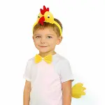 Çocuk Horoz Tavuk Kostüm Seti 3 Parça (Taç + Papyon + Kuyruk) (4745)-2